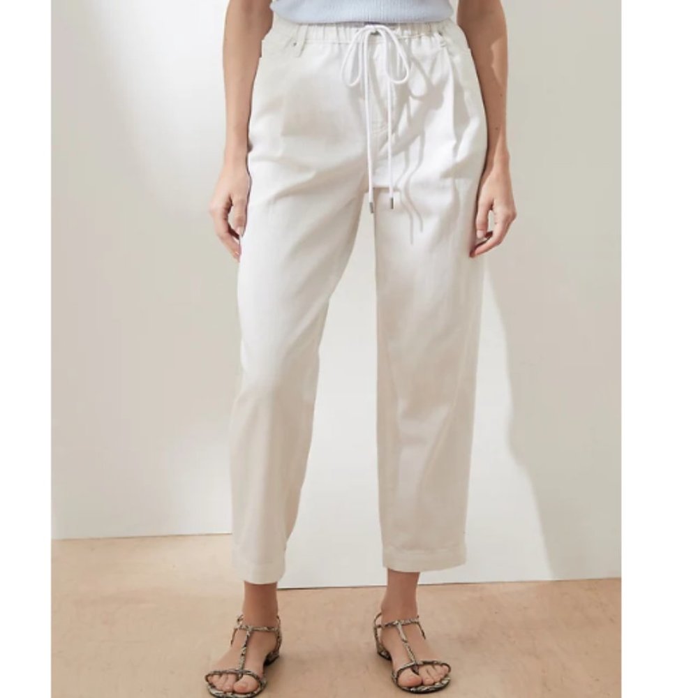 NWT Banana RepF High Rise Drawcord Barrel Jean Pant M 8/10 White F741
